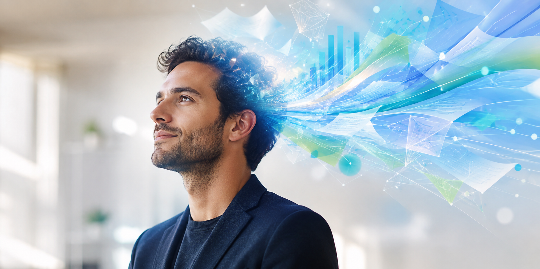 A professional inspired by an energetic burst of ideas and insight